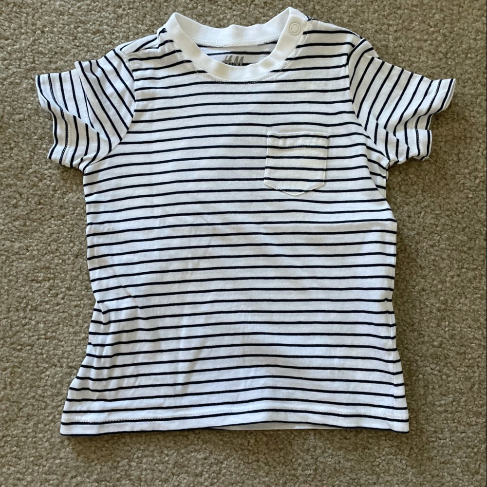 H&M Baby Short Sleeve Stripe Pocket Tee 6-9 Months